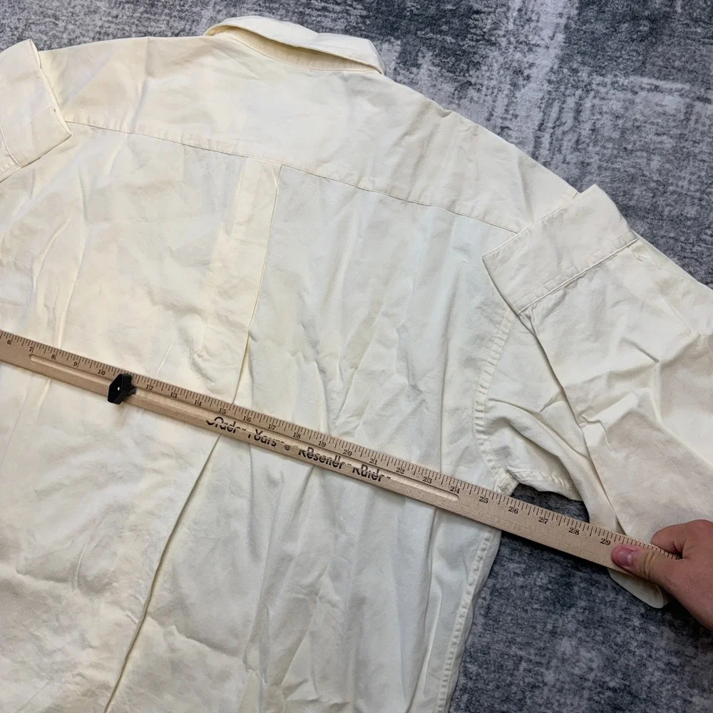 VTG Banana Republic Shirt Mens XL Cream Lightweight Soft Cotton Button Up Beach